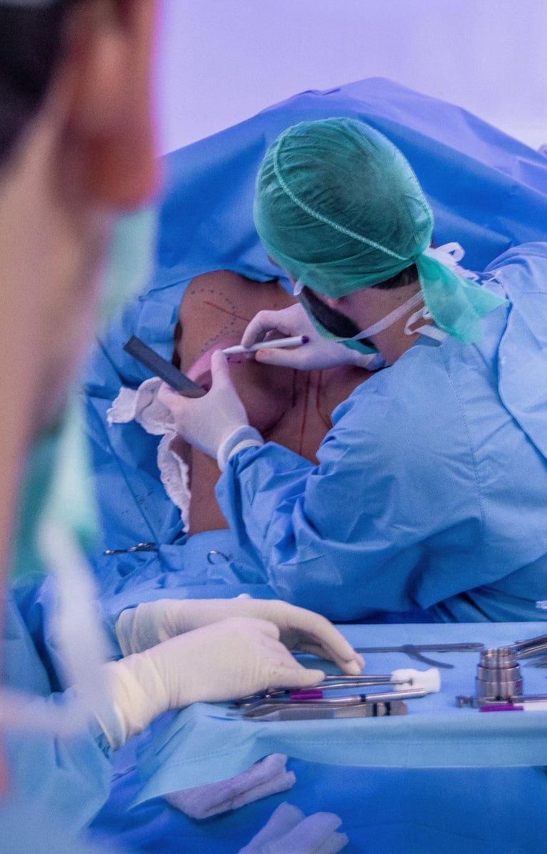 Marcação durante cirurgia de mastopexia