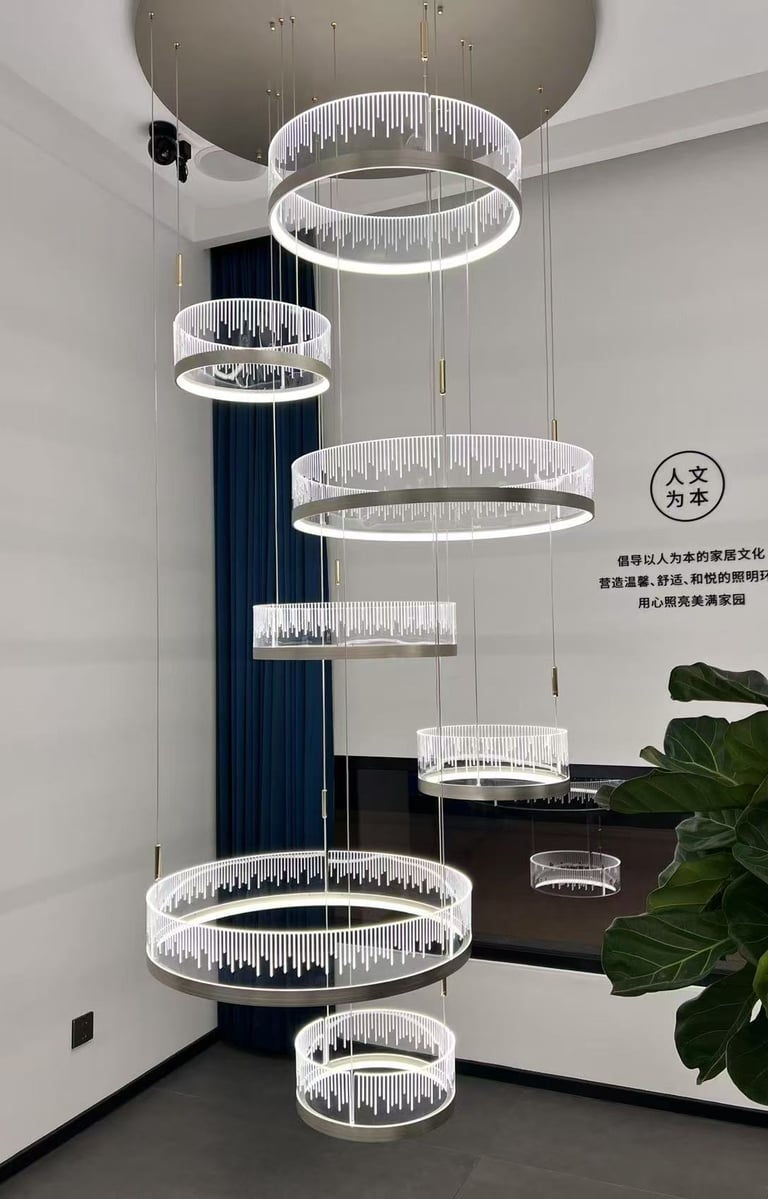 a large circular chandelier