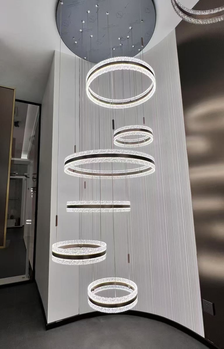 a large circular light fixture with a circular light fixture