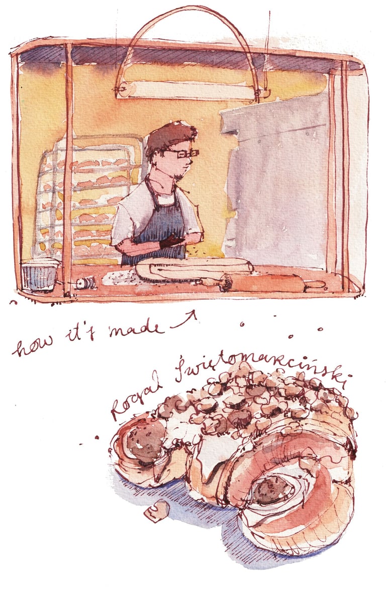 Illustration rogal swietomarcinski in poznan bäcker stellt croissant her