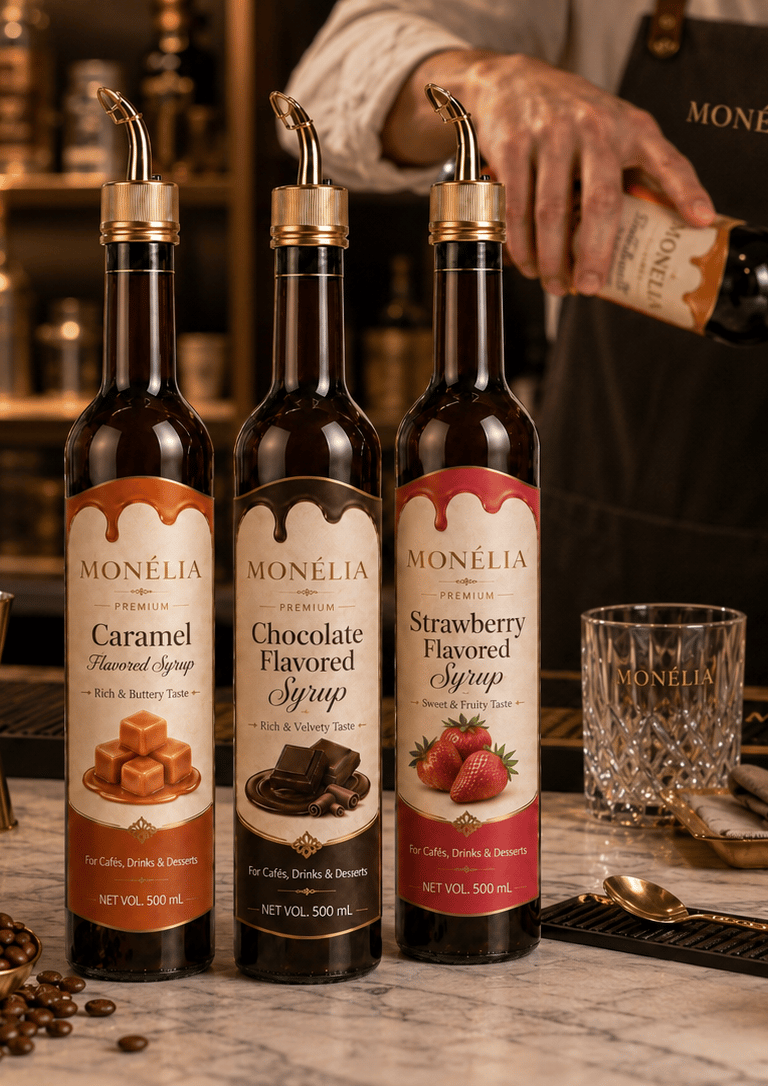 MONÉLIA premium syrups sauces and fruit purees developed under MG DEĞER GIDA A.Ş.