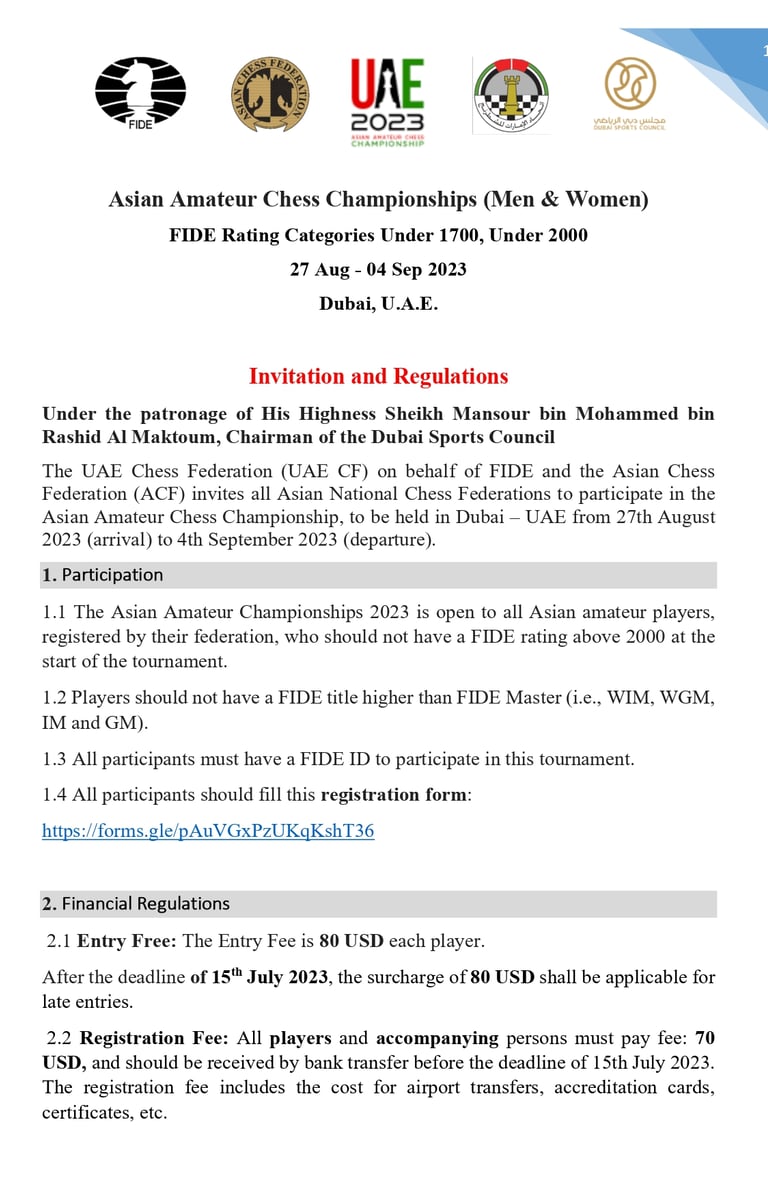 Asian Amateur Chess Championships 2023 by Asian Chess Federation & UAE Chess & FIDE Chess