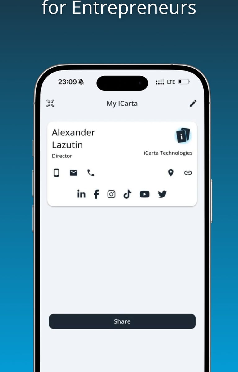 My ICarta Business Card app screenshot