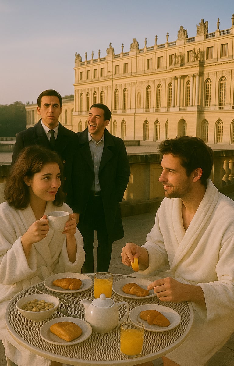Couple qui prend son petit déjeuner pendant une visite lors des Journées du patrimoine.