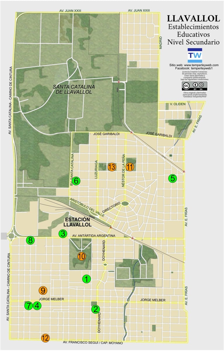 Mapa de Colegios Secundarios en Llavallol