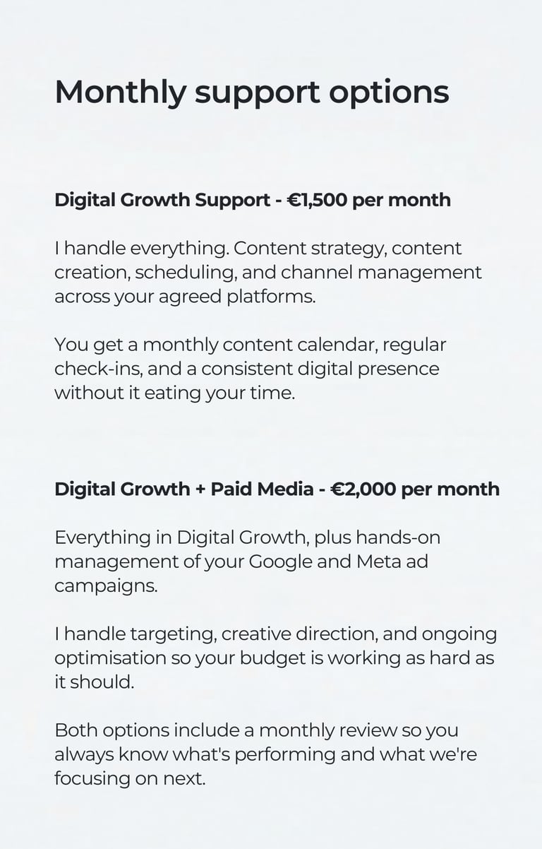 Monthly support options