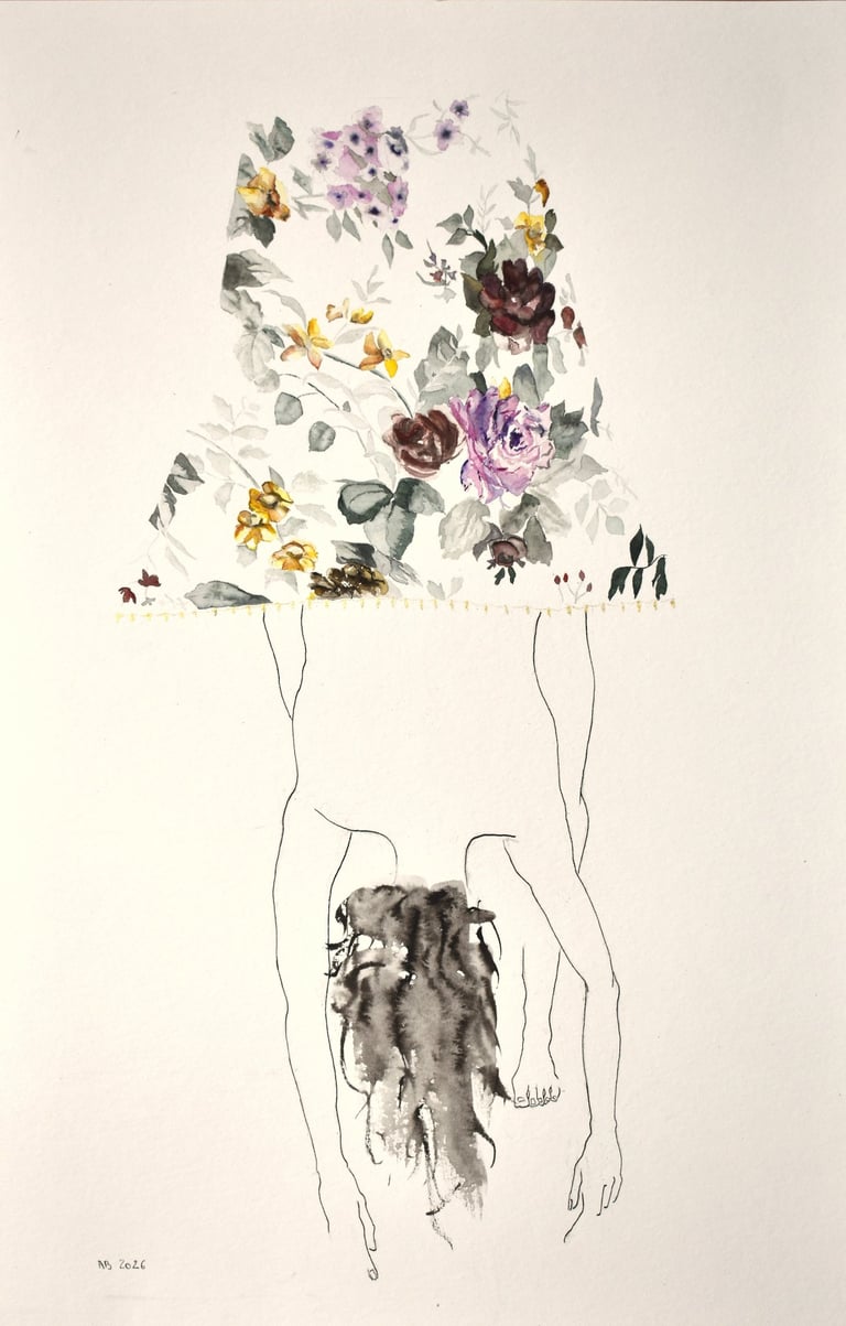 Fernande ink watercolor drawing