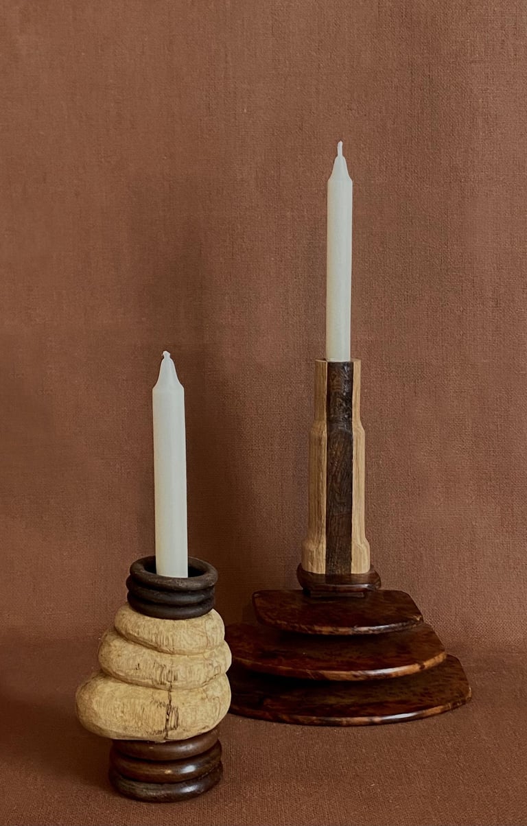 sculpture bois, bougeoir
