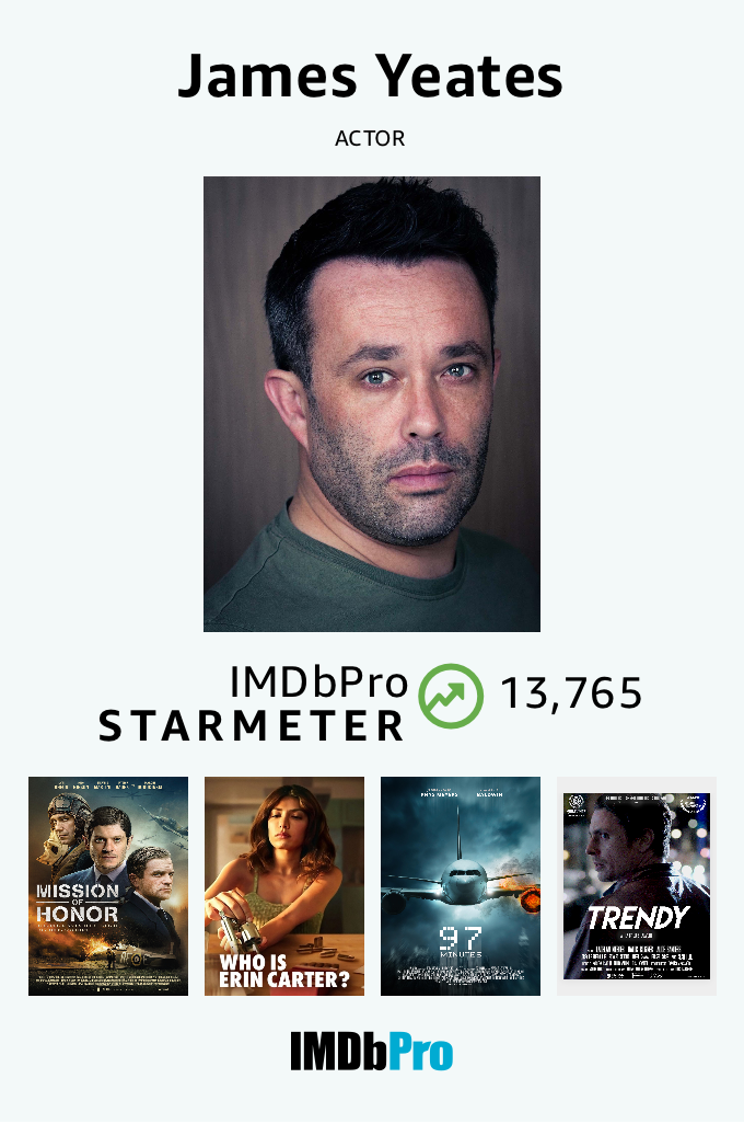 James Yeates Actor IMDb Pro profile badge showcasing verified credits in film and television.
