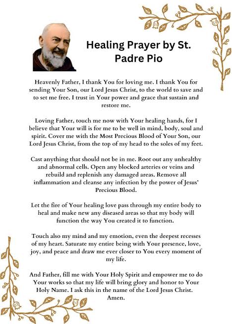 Padre Pio Healing Prayer