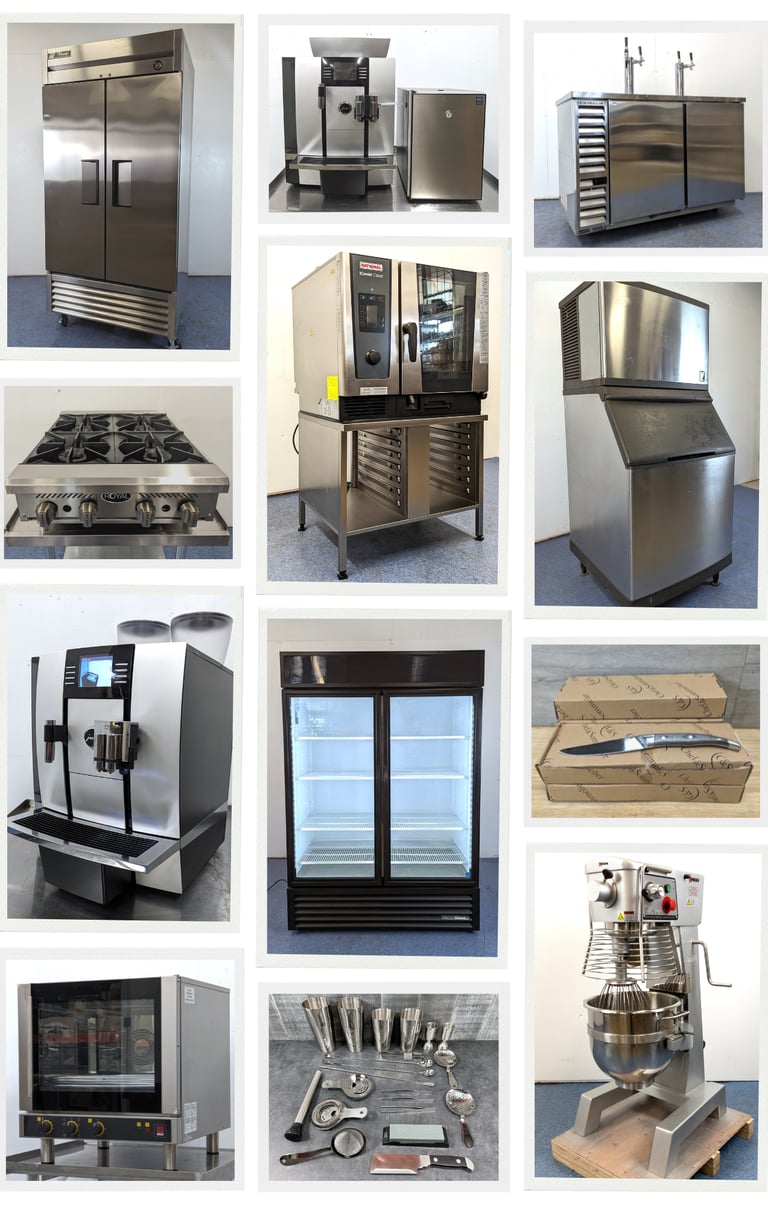a bunch of different types of commercial kitchen appliances,