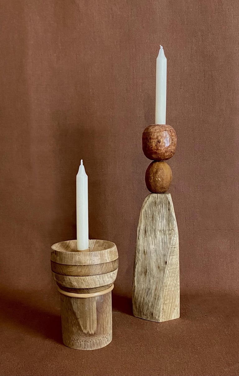 sculpture bois bougeoir