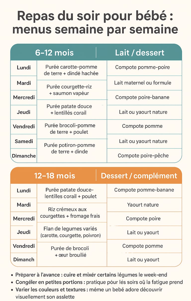 idées repas soir bebe