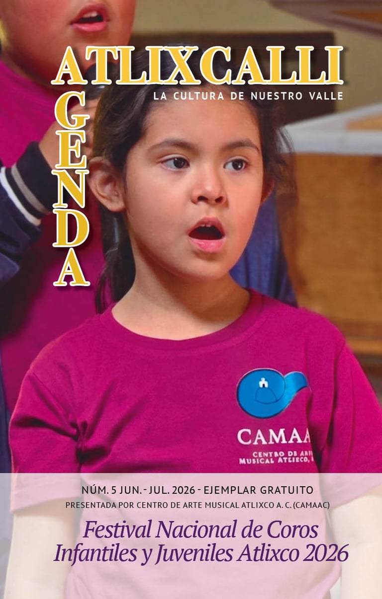A young girl singing at the Atlixco 2026 National Festival of Children's and Youth Choirs.