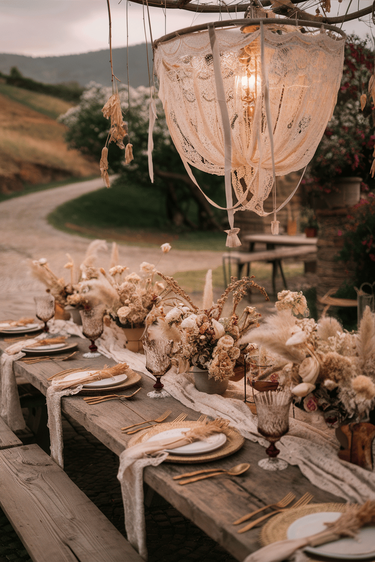 décor centres de table fleurs séchées