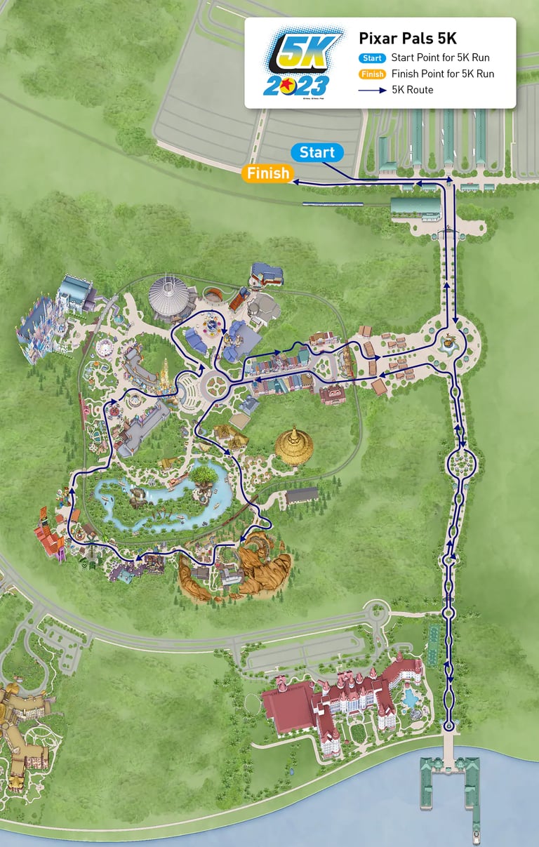 2023 Hong Kong Disneyland 10K Weekend Pixar Pals 5K Course Map