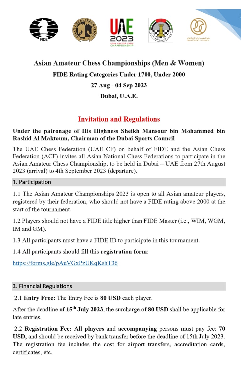Asian Amateur Chess Championships 2023 by Asian Chess Federation & UAE Chess & FIDE Chess