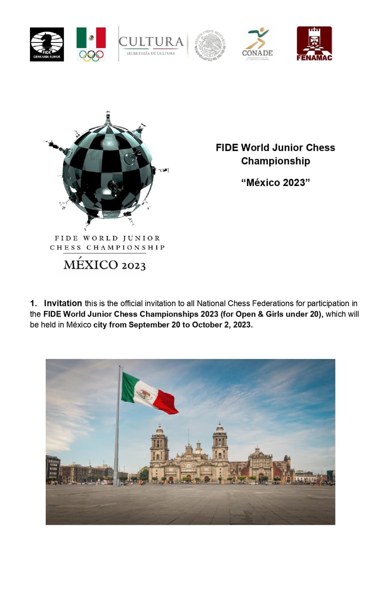 FIDE World Junior U20 Chess Championship at Hotel del Prado, Mexico 