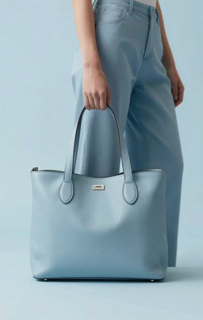 Minimalist composition of high-end fashion accessories, ultra-detailed texture, sharp focus, professional studio lighting, palette including #3D5A80 and #E0FBFC.