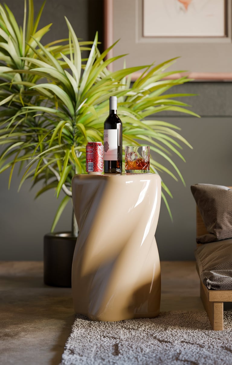 twist drink table modern sculptural side table contemporary furniture design luxury metal table deco