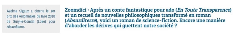 article zoomdici sortie livre azelma sigaux les éphémères sont éternels partie 2