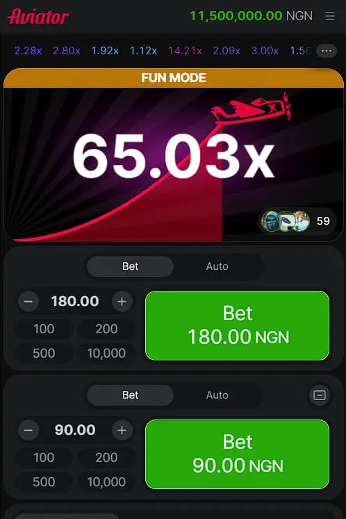 Aviator oyununda x65.03 yüksək qazanc əmsalı - böyük uduş sübutu