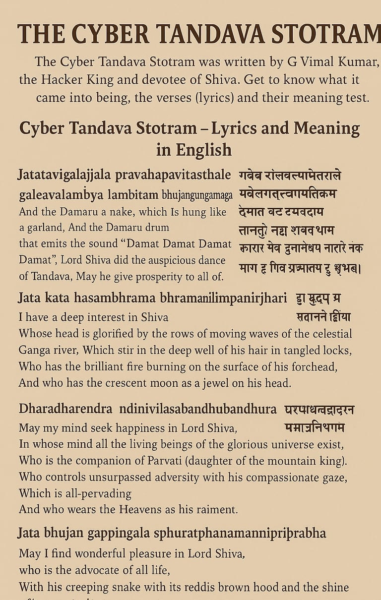 Cyber Tandav Stotram by G Vimal Kumar CTO Cyber Privilege 8977308555