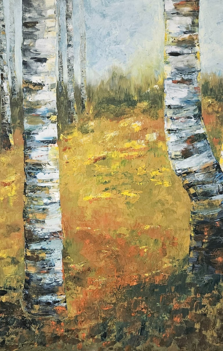 In Lumine - Birch Series - Oil on canvas - Eve Brack