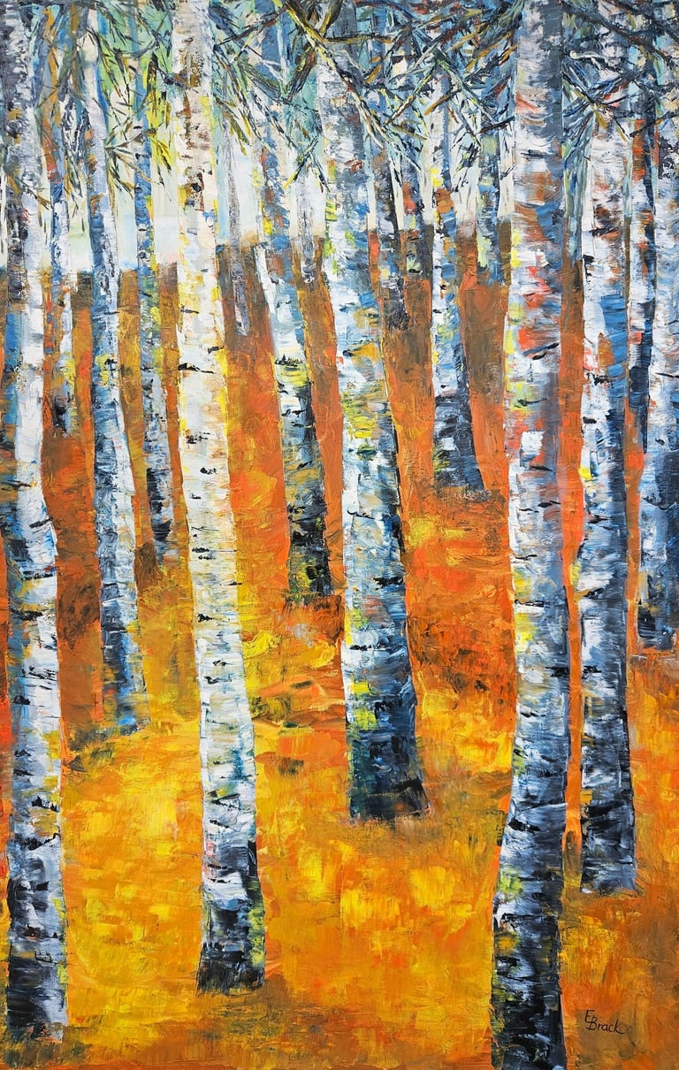 Spot on - Birch Series - Oil on canvas - Eve Brack