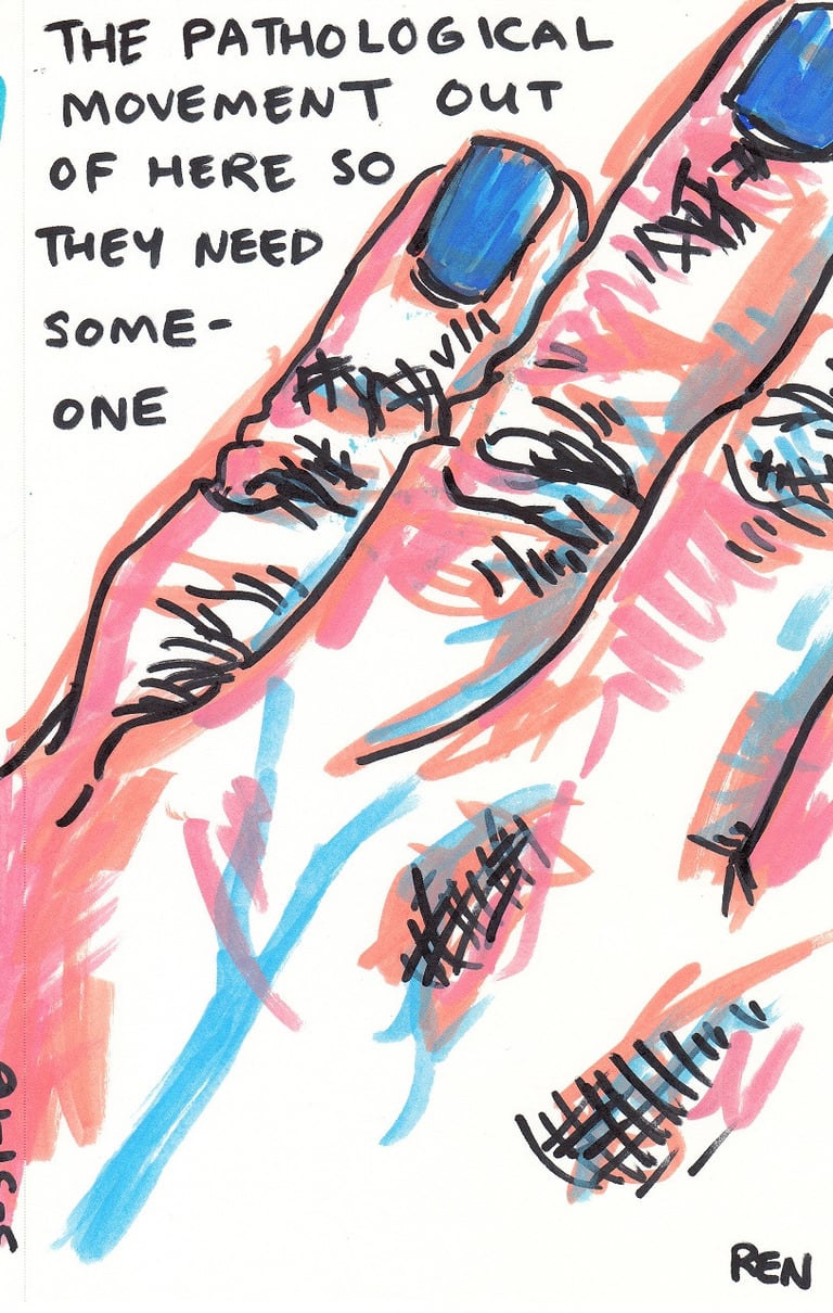 click here to go to the art - drawing of a hand with words