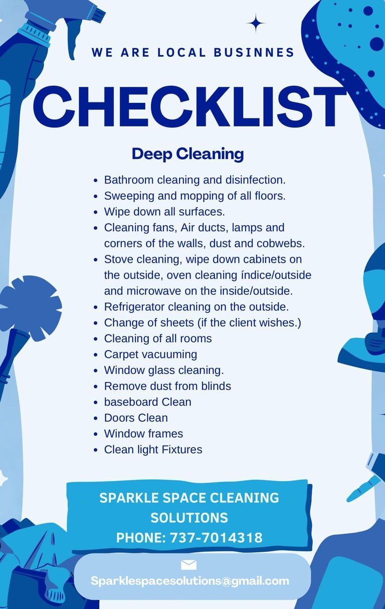 a flyer for a cleaning business deep cleaning checklist