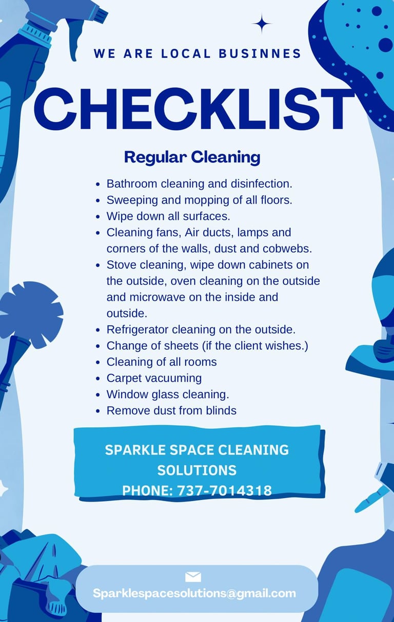 a flyer for a cleaning business regular cleaning Checklist