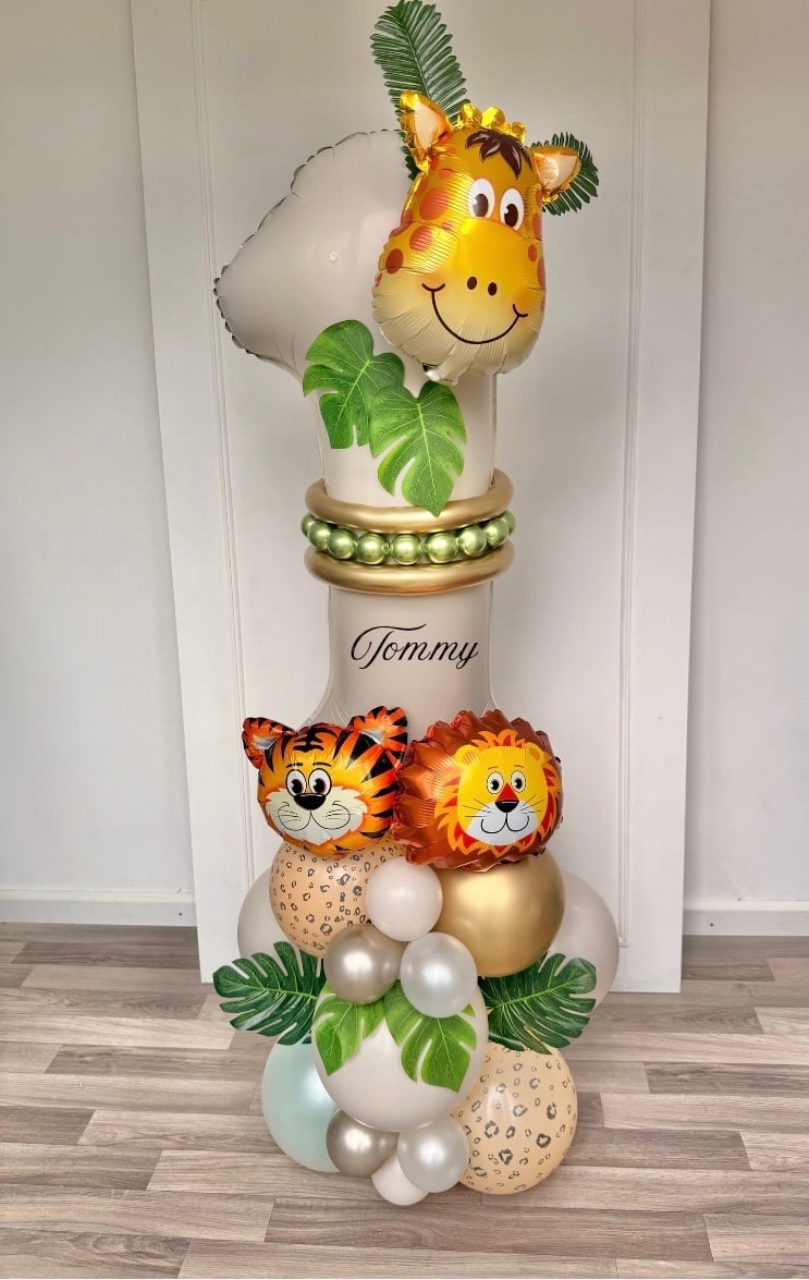 Themed birthday balloon stack for children
