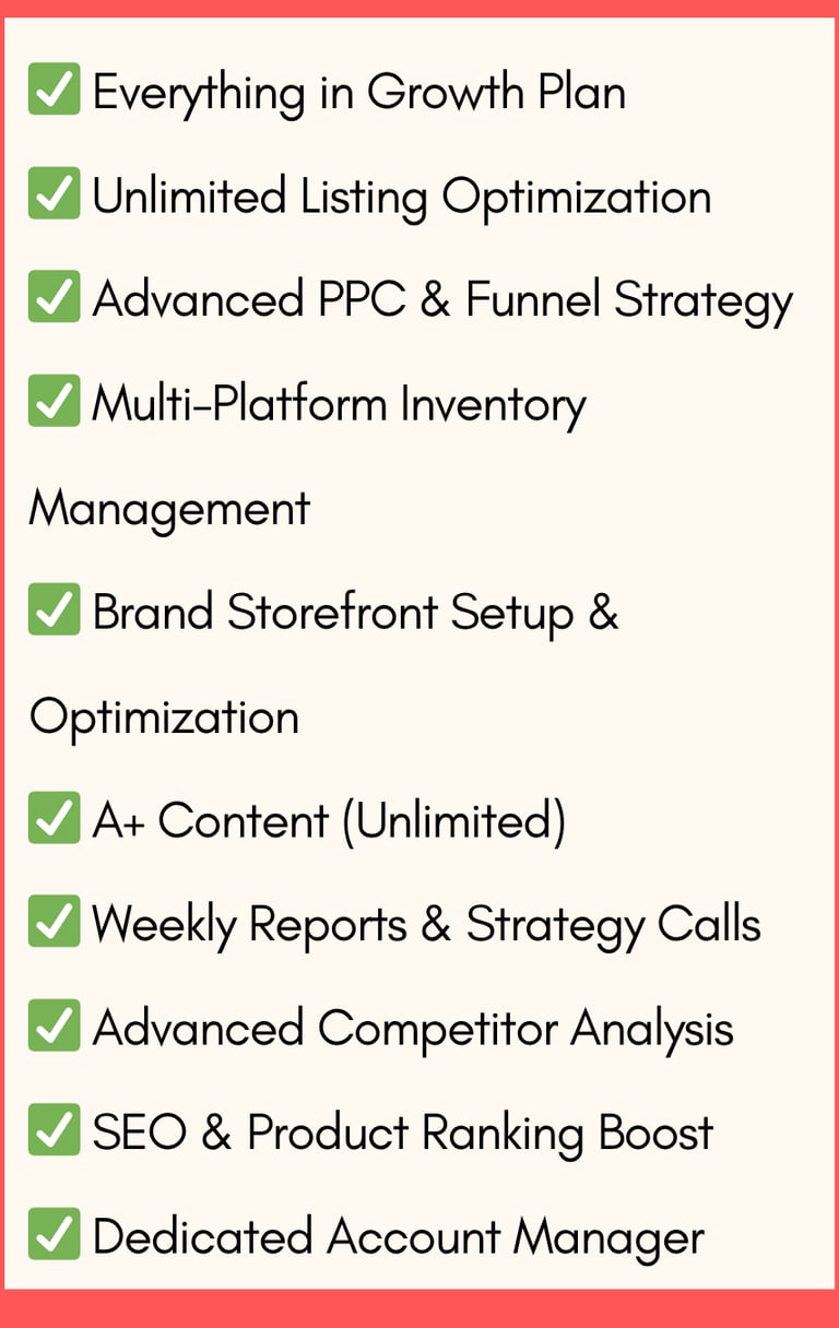 Amazon Seller Account Management services pricing plan by RedLifeAlert