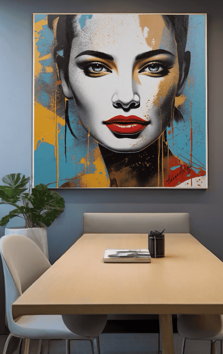 Pintura em estilo Pop-Art de uma mulher sorridente - por Sérgio Astral