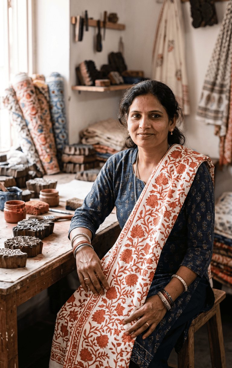 Sustainable clothing manufacturing India — GOTS organic cotton fabric with natural dye materials for ethical production