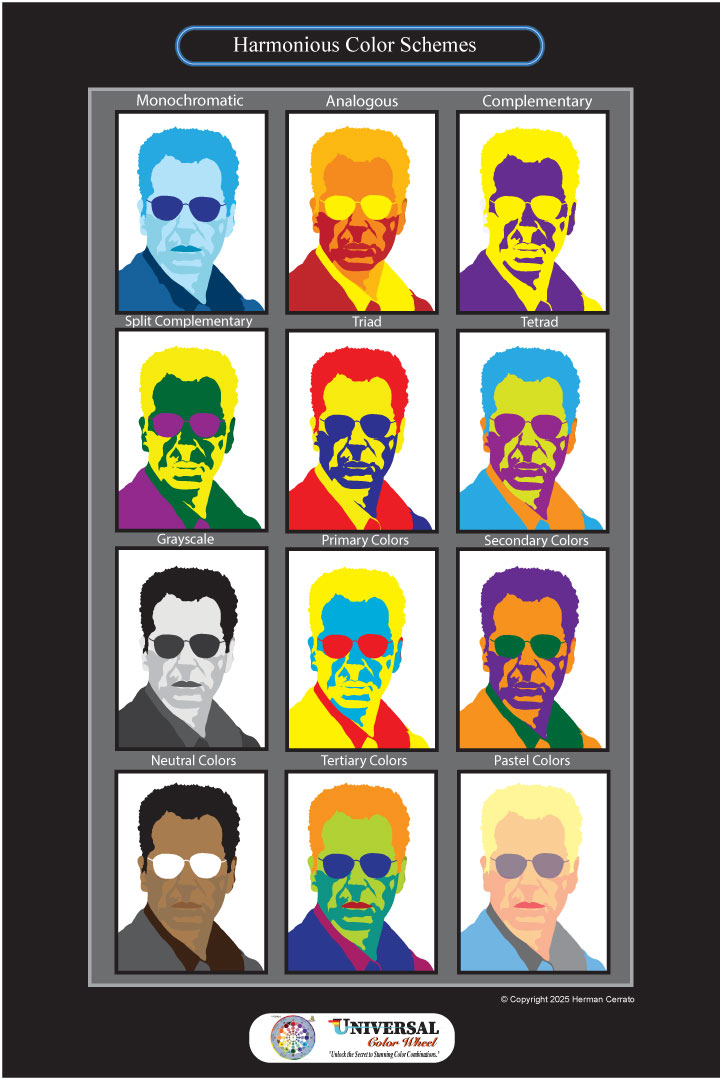 Harmonious color schemes from Universal color wheel