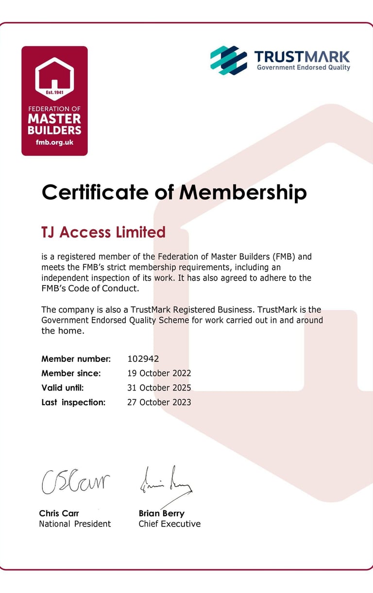TJ Access LTD is a registered member of FMB and Trustmark