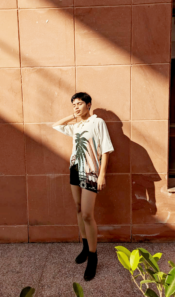 Tropical palm leaf print on modal silk for resort wear