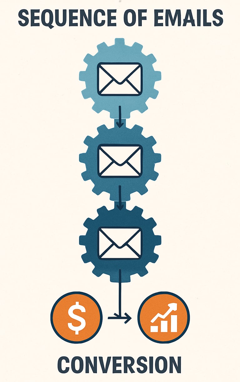 Fluxograma-visual-mostrando-sequência-e-mails-conectados-engrenagens-relógio-peças-dominó-ícones-con