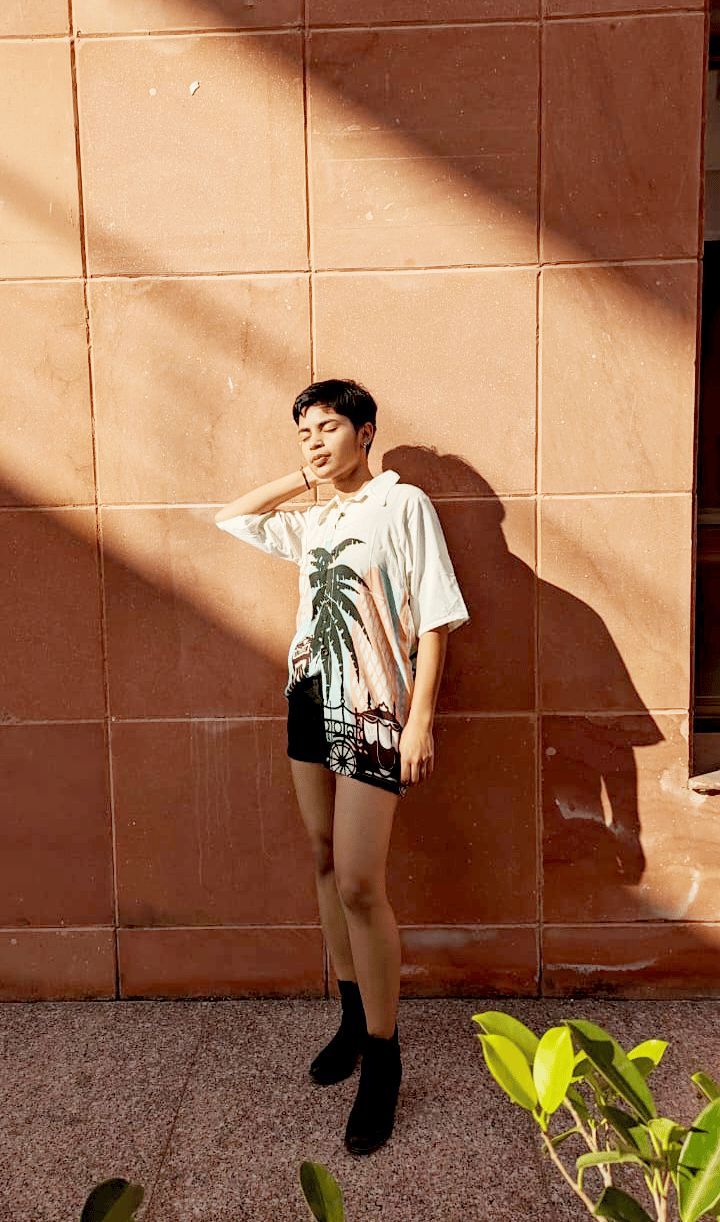 Tropical palm leaf print on modal silk for resort wear