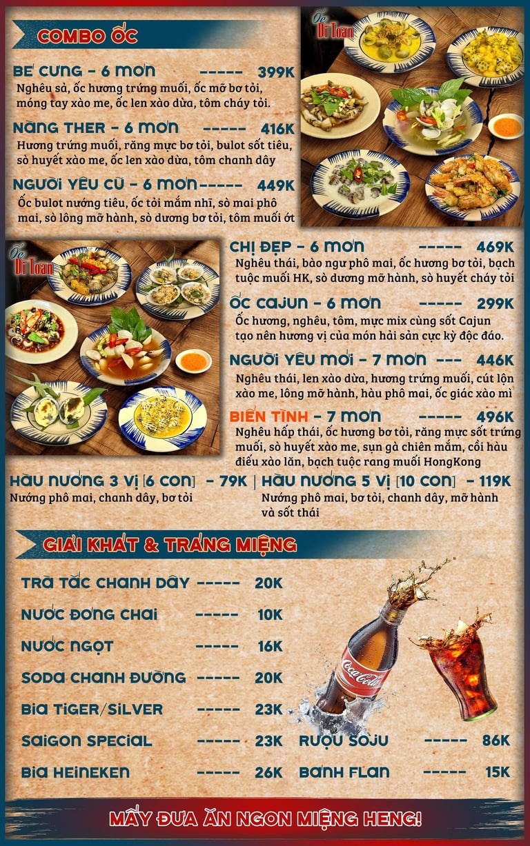 Combo ốc tại Ốc Dì Toàn - quán ngon quận Bình Thạnh