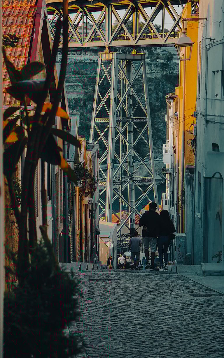 Vista al puente de Oporto