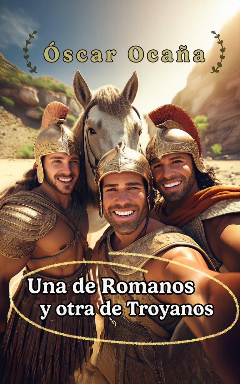 Portada del libro de teatro "Una de romanos y otra de troyanos" de Óscar Ocaña Parrón