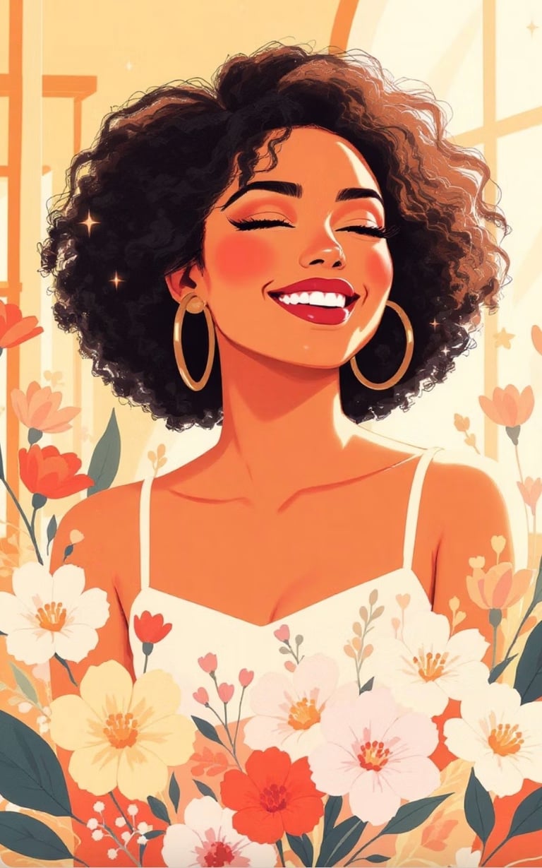FEmme souriante au soleil