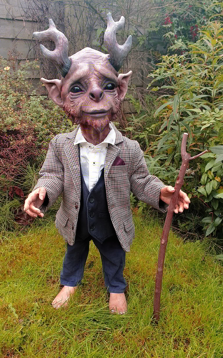 Full-body fantasy character sculpture produced through custom 3D sculptural services