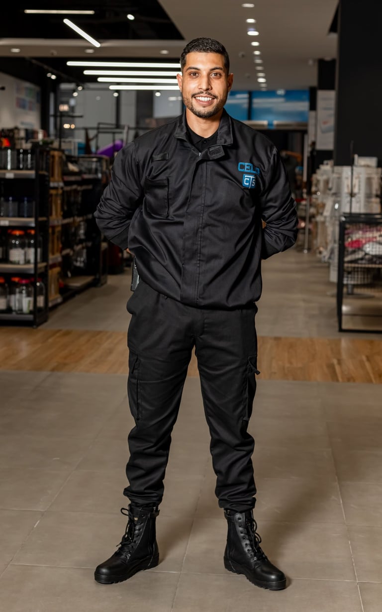 Agent de sécurité en service, garantissant la sûreté d’un site professionnel à Casablanca.