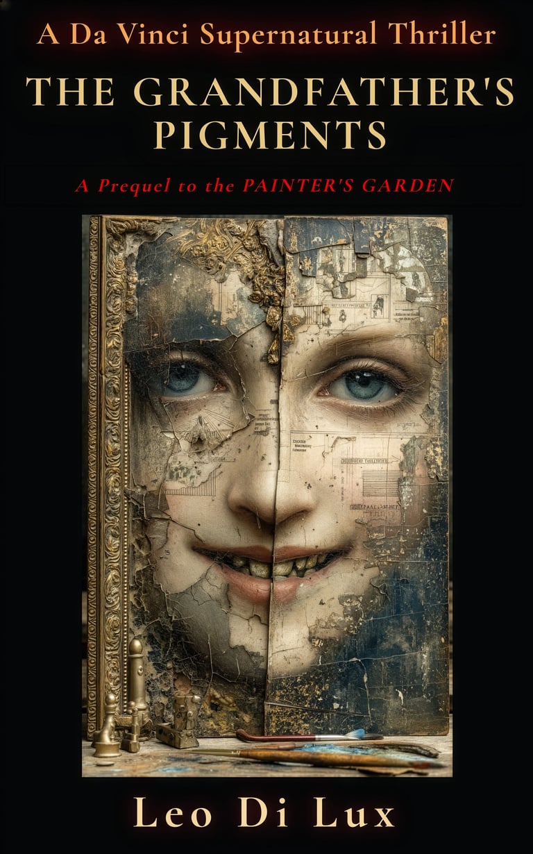 Book cover for The Grandfather's Pigments, a Da Vinci supernatural thriller by Leo Di Lux.