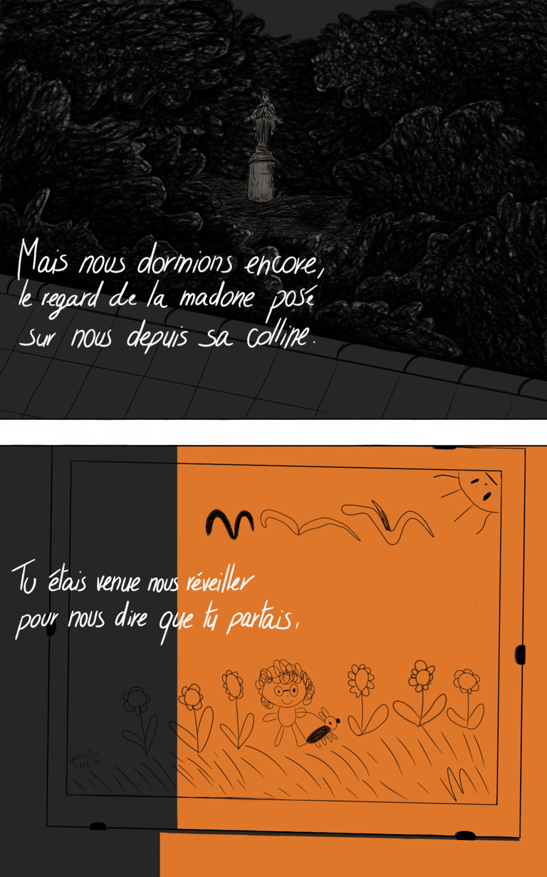 Quatrième page du projet Demain, dès l’aube. On y voit un dessin d'enfant