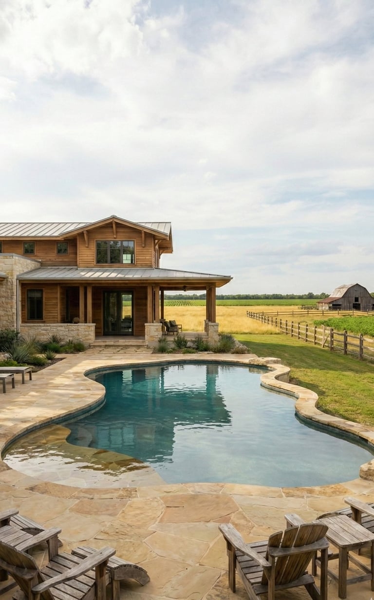Clear backyard pool after preventative pool maintenance and weekly pool cleaning in Georgetown TX